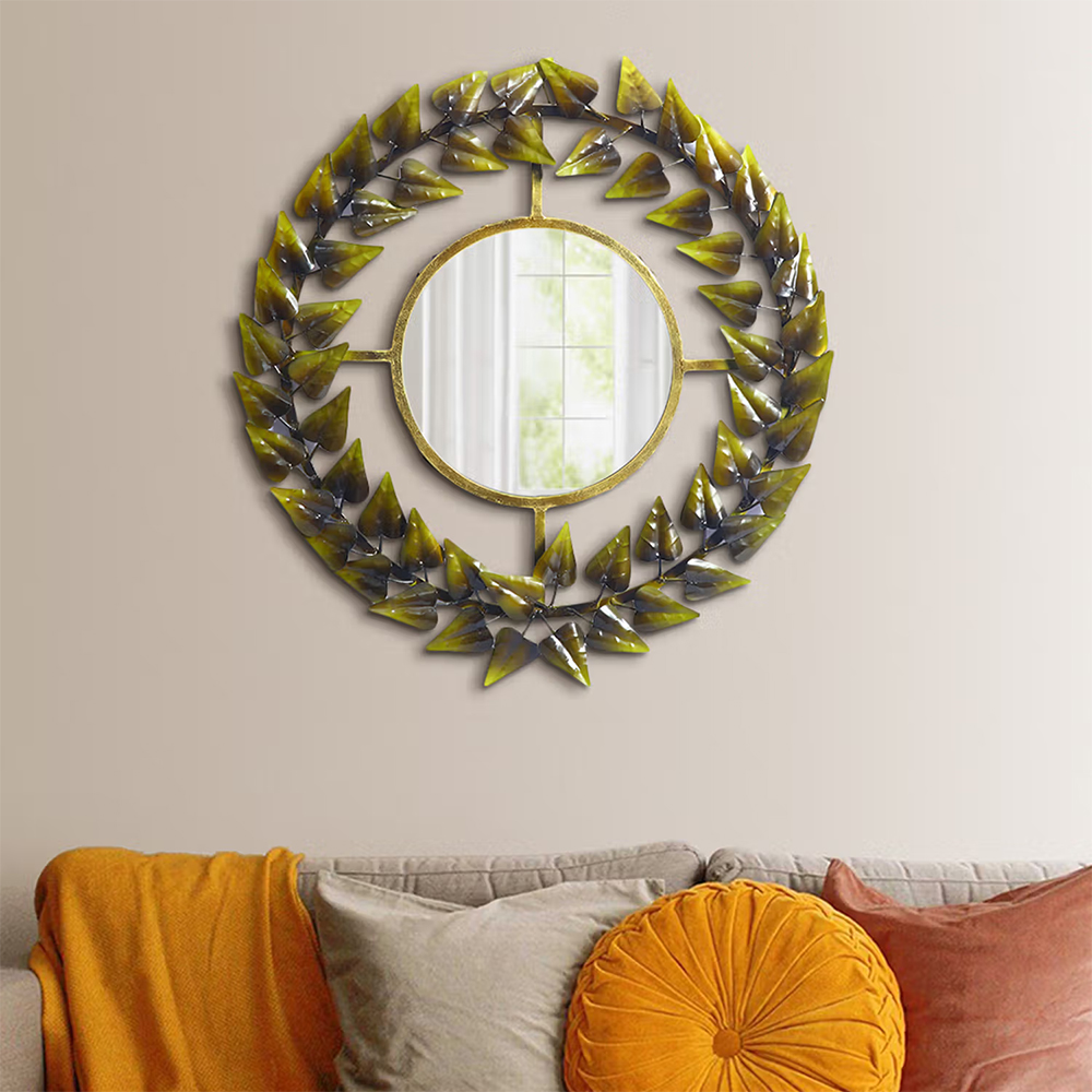 AAPNO RAJASTHAN Round Mirror with Golden Borders
