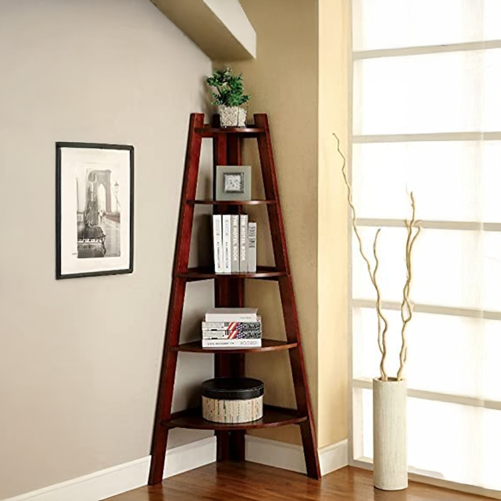 SHRI MINTU'S ART Wooden Corner Bookshelf for Living Room