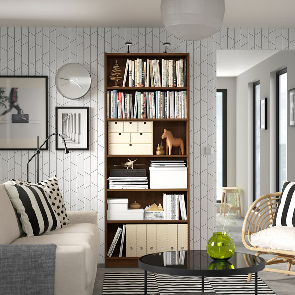 BILLY Bookcase, brown walnut effect,