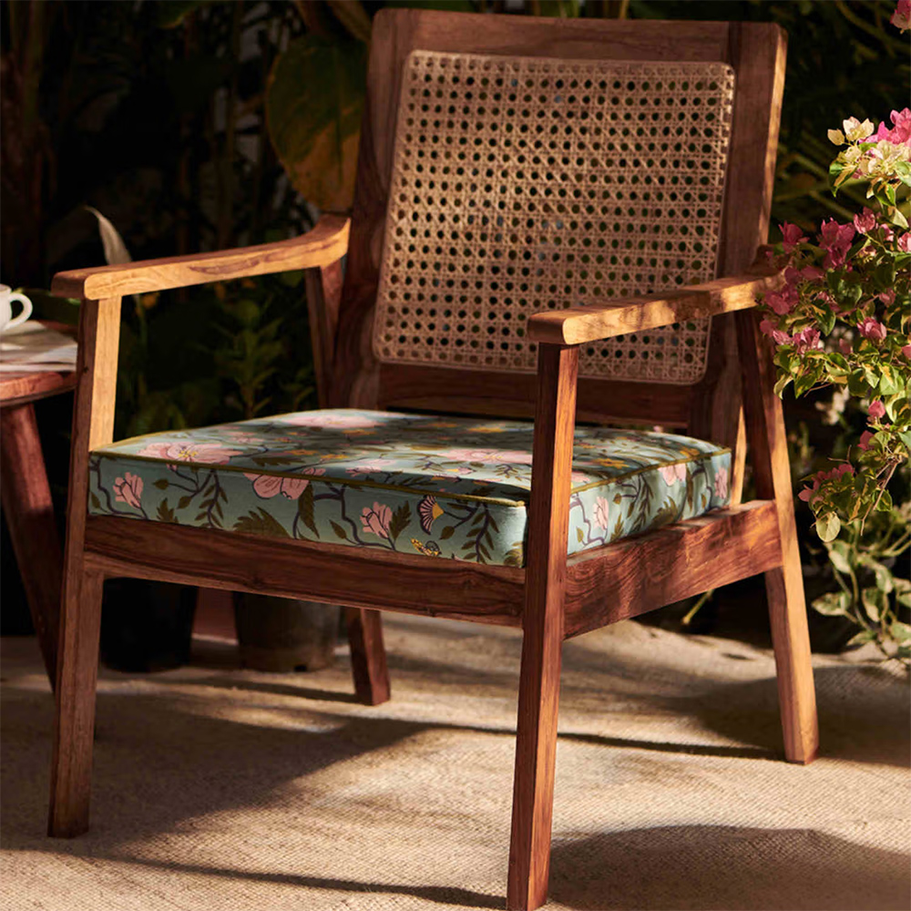Chumbak French Rattan Arm Chair -Spring Bloom