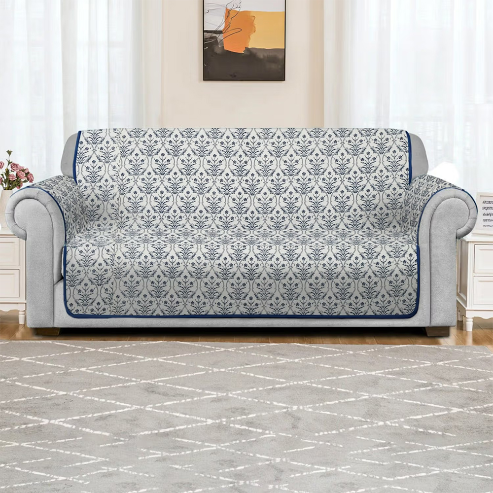 Rajasthan Decor Quilted Printed Cotton 2 Seater Sofa Cover