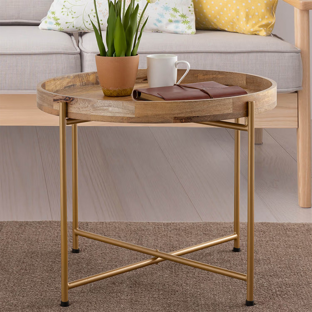 Metalsmith Elegant Gold Wooden Side Table (small)