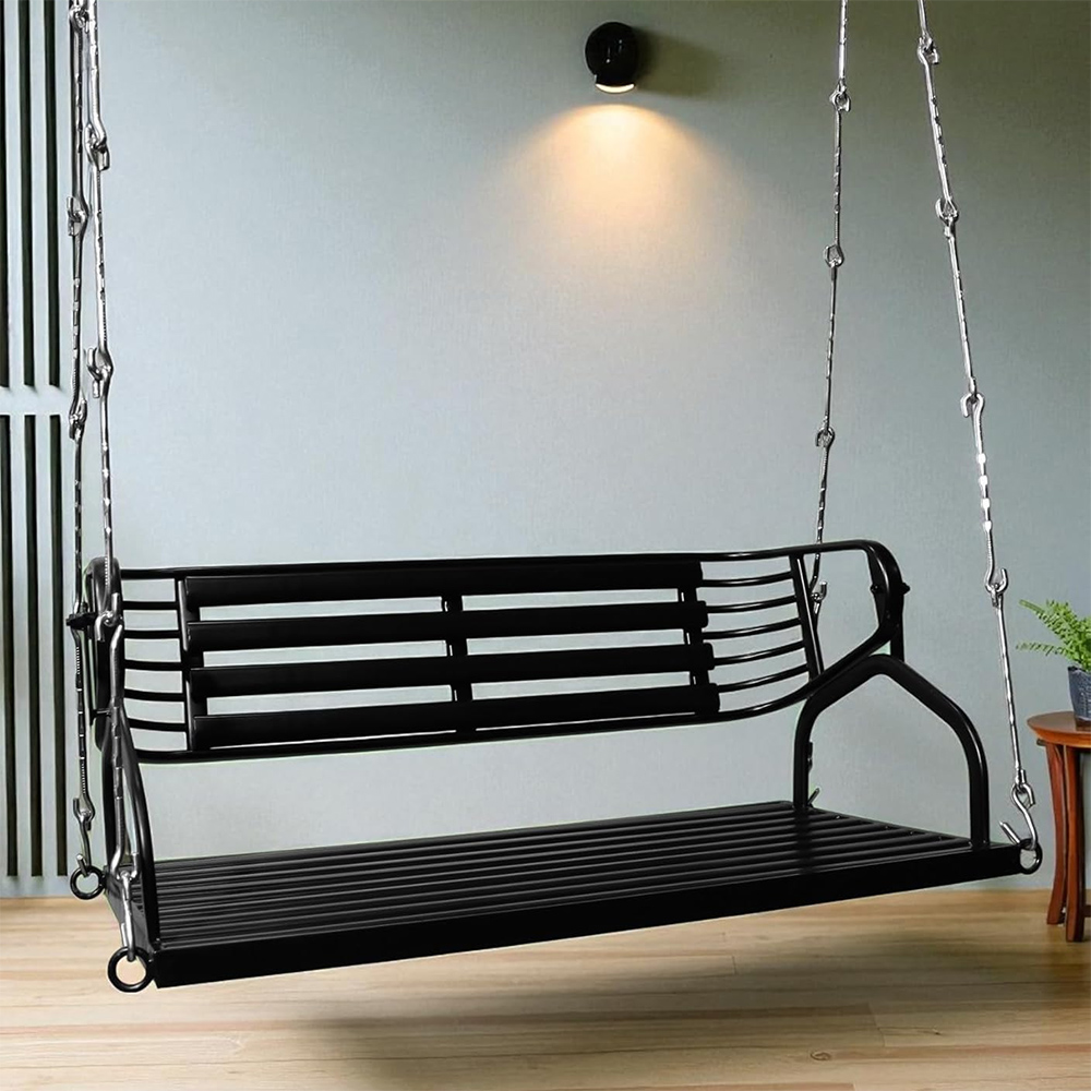 Kaushalendra Black Powder Coated Stainless Steel Hanging Swing for Indoor Outdoor Balcony