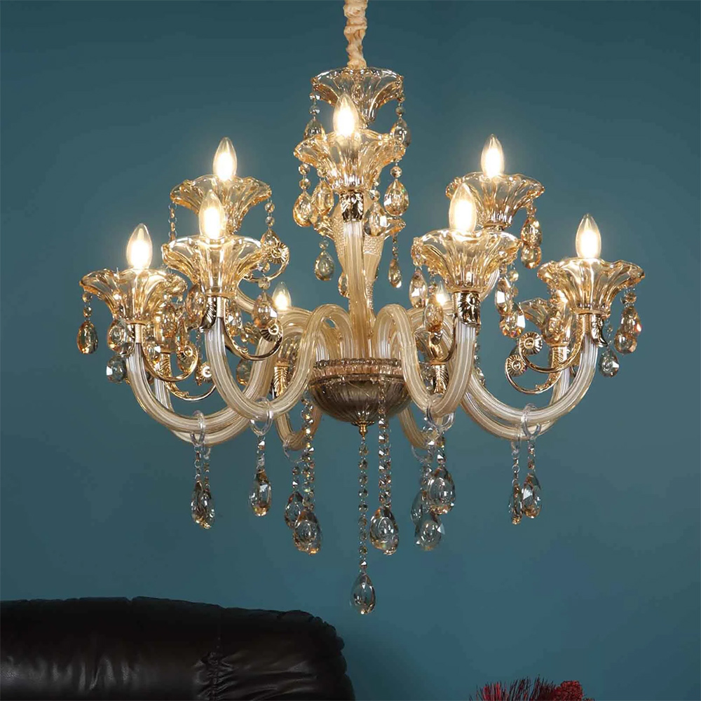 Raphael Gold Glass Candle Chandelier (8 lights)