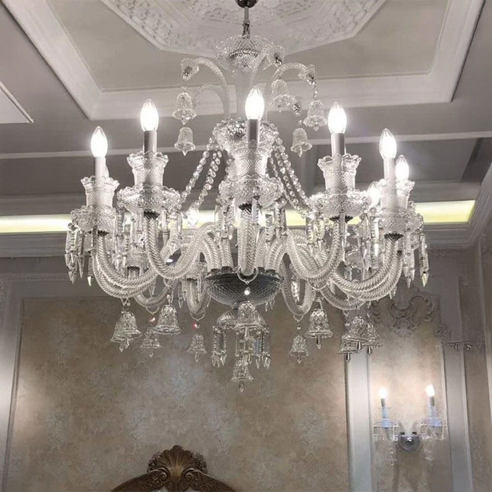 Imperial Crystal Glass Flame Chandelier - 8 Light