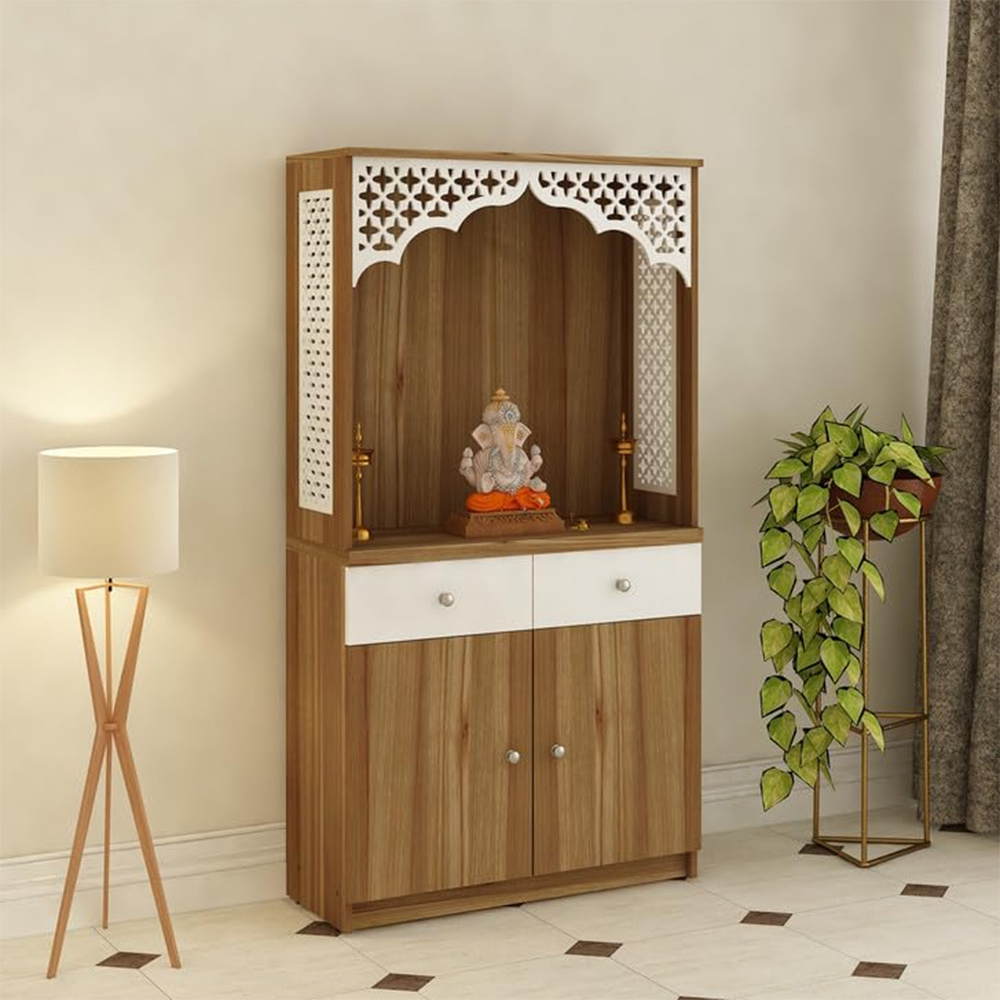 TRISULM Home Temple Pooja Unit Engineered Wood Height 148 cm