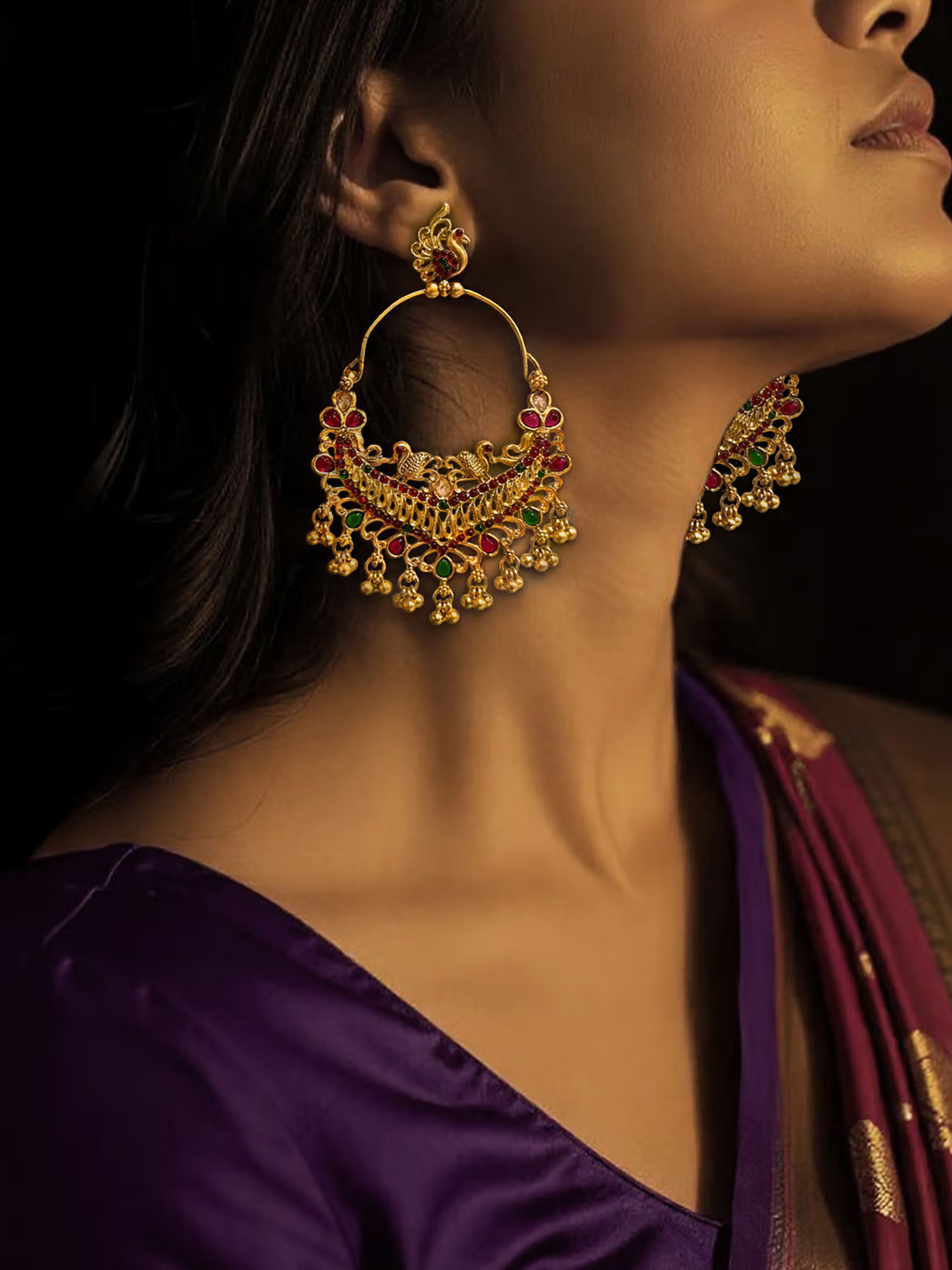 Kalakrith Milano Women Adhya Golden Chandbali Earrings