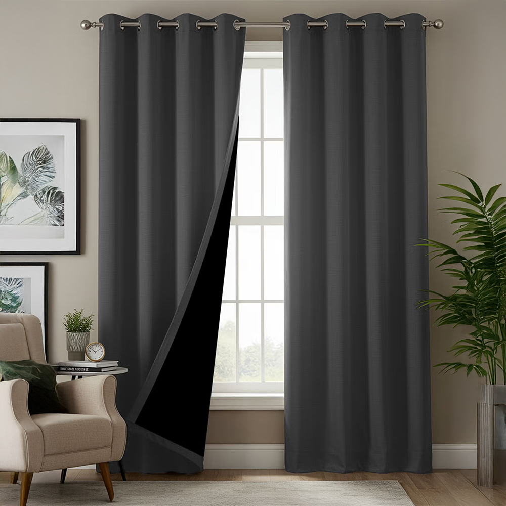 Urban Space 100% Blackout Curtains Window Room Darkening Soft Grey