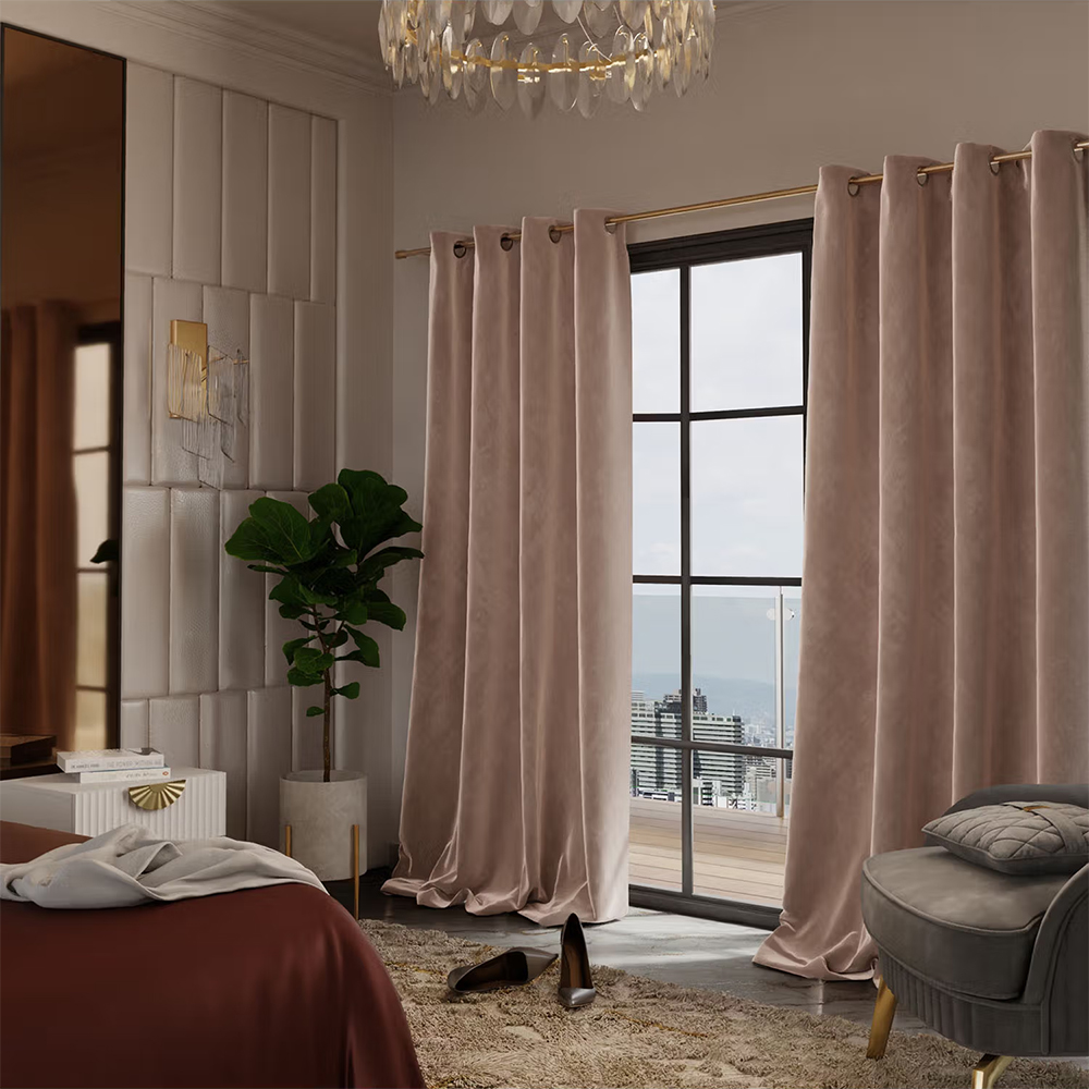 Stoa Paris Velvet Parisian Blush Door Curtain
