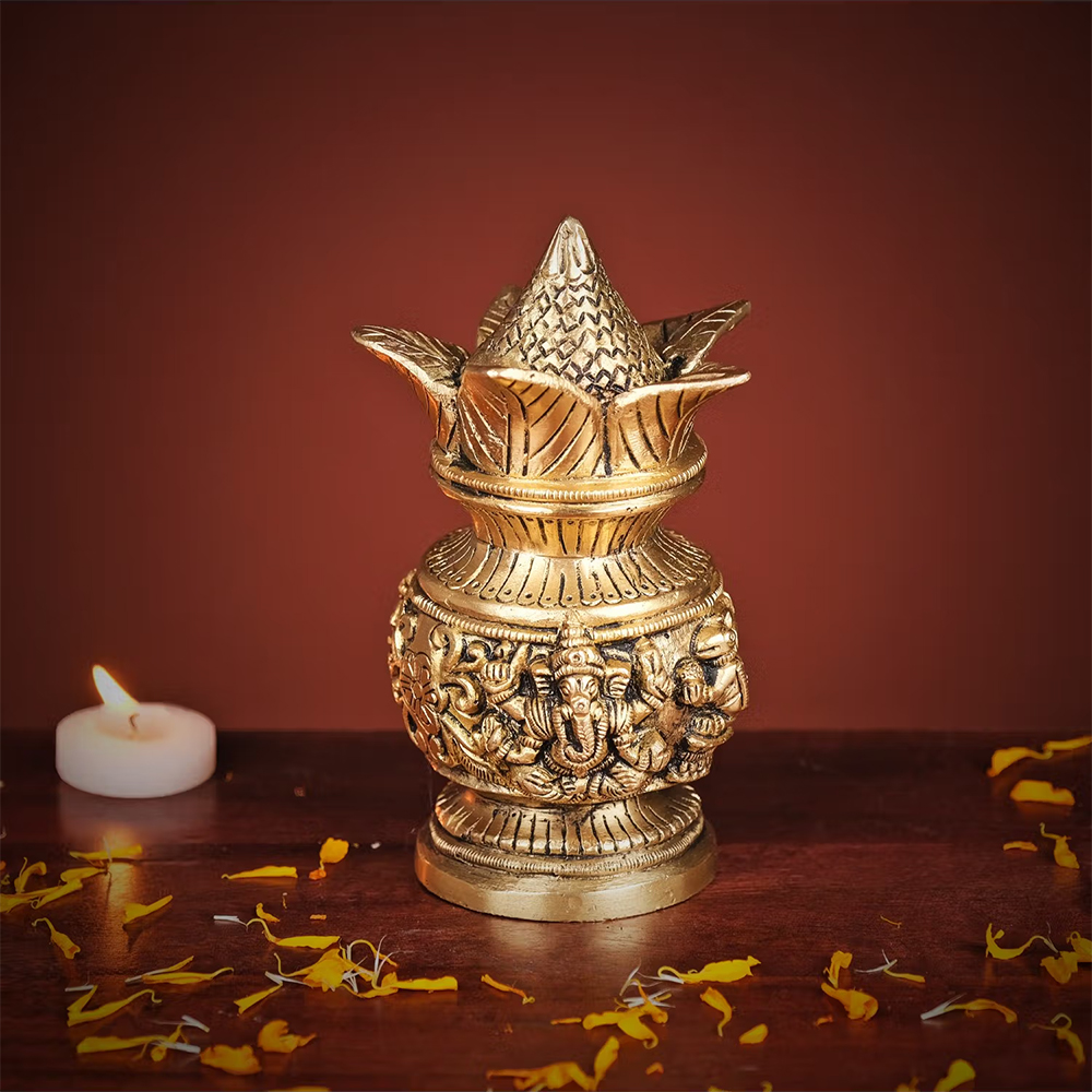 Ekaa Handicrafts Brass Mangal Kalash Pooja Room Decor