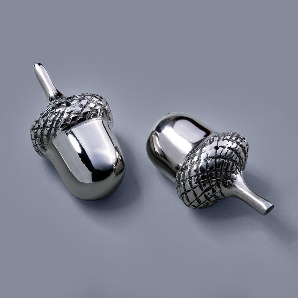 Gibox Metal Acorn Shaped Salt & Pepper Sprinkler Set Dining Accent Kitchenware (Pack of 2)