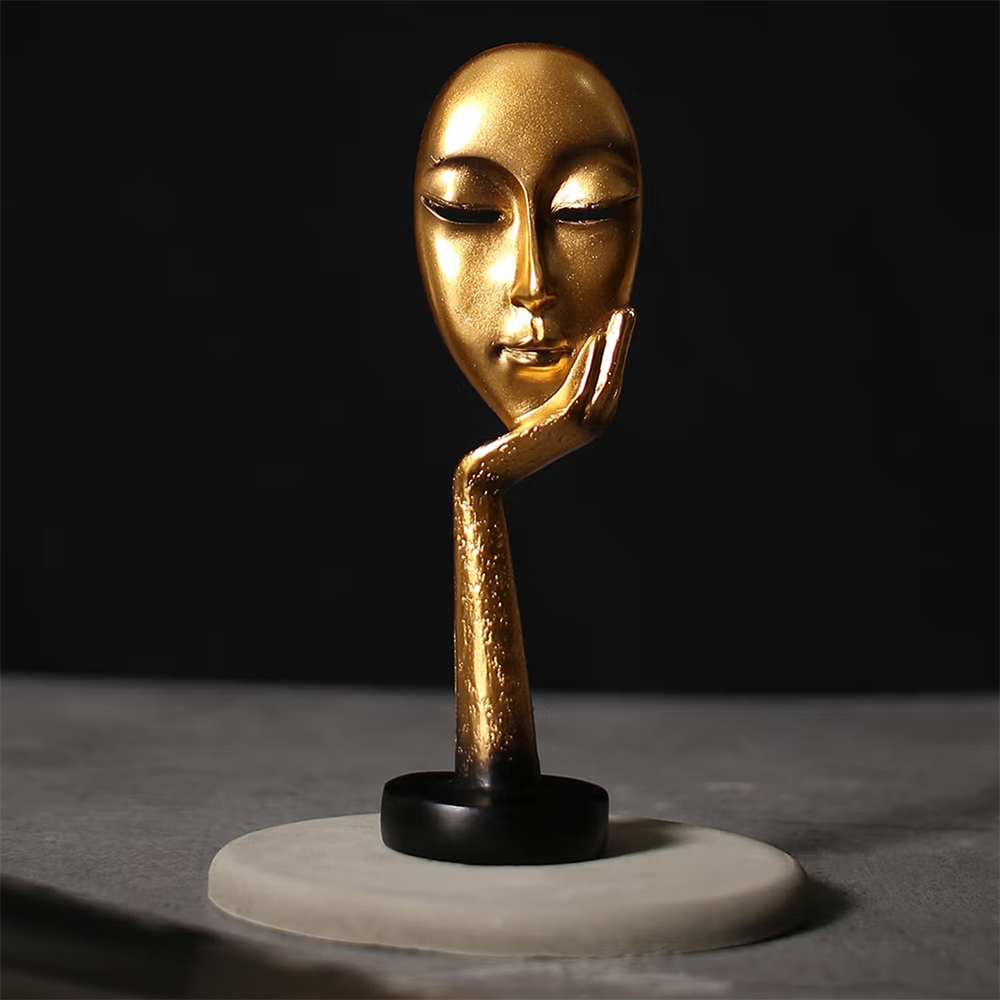 Bonhomie Gold Women Face Ceramic Figurine