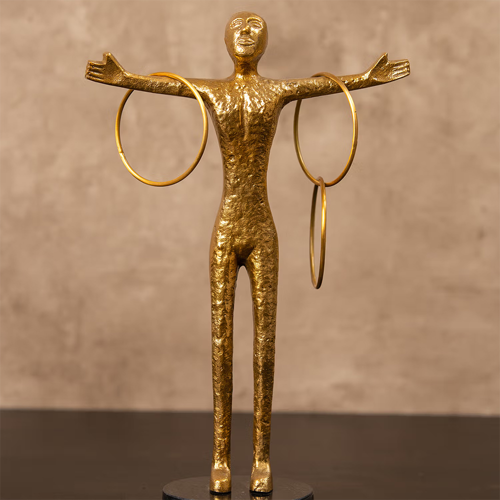 SG Home Gold Metal Human Sculpture With Rings