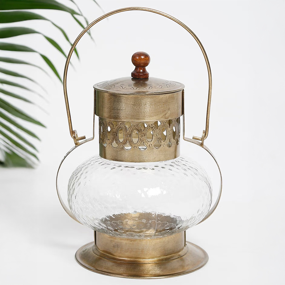 Fabindia Antique Brass Nihaal Metal Table Lantern