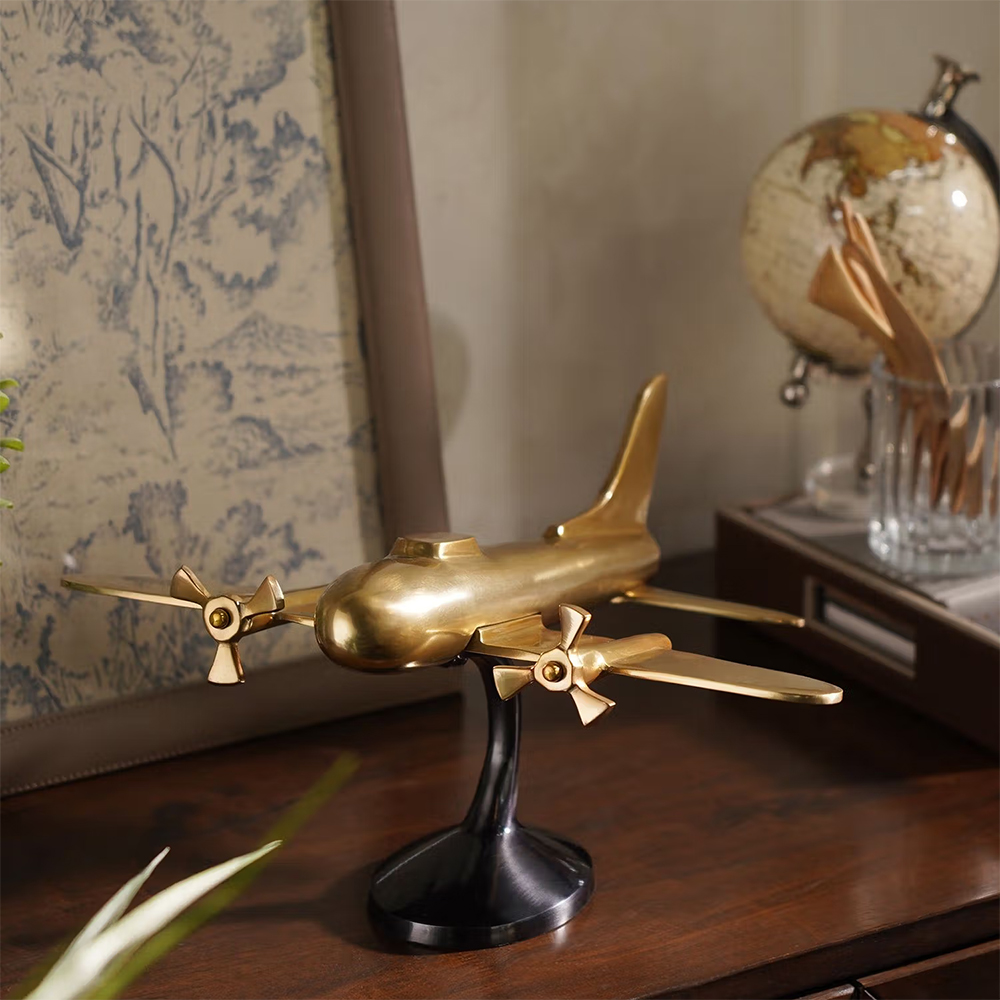 Pure Home + Living Gold and Black Decorative Aeroplane