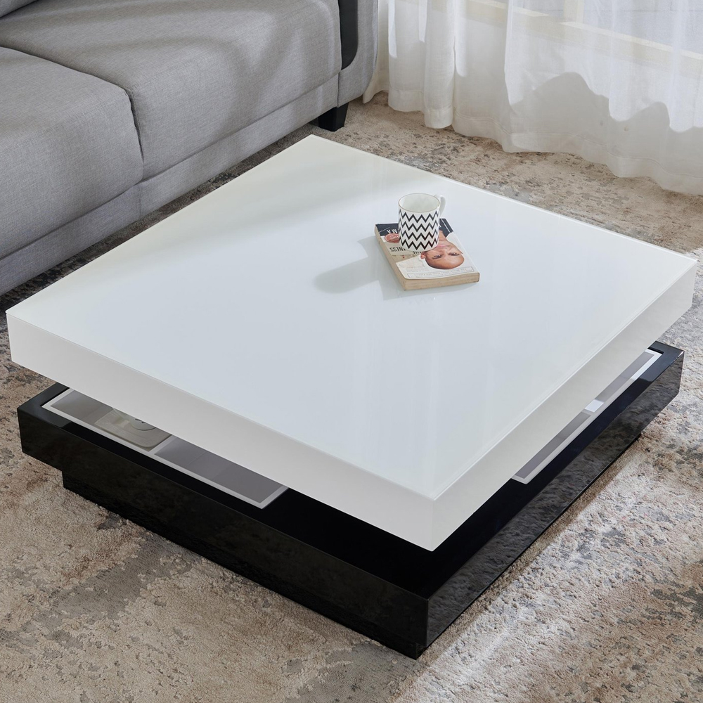 Bentley NXT Glass Top Coffee Table - White and Black