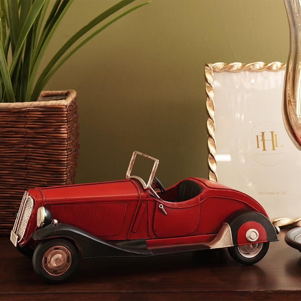 Pure Home + Living Red Metal Decorative Vintage Car