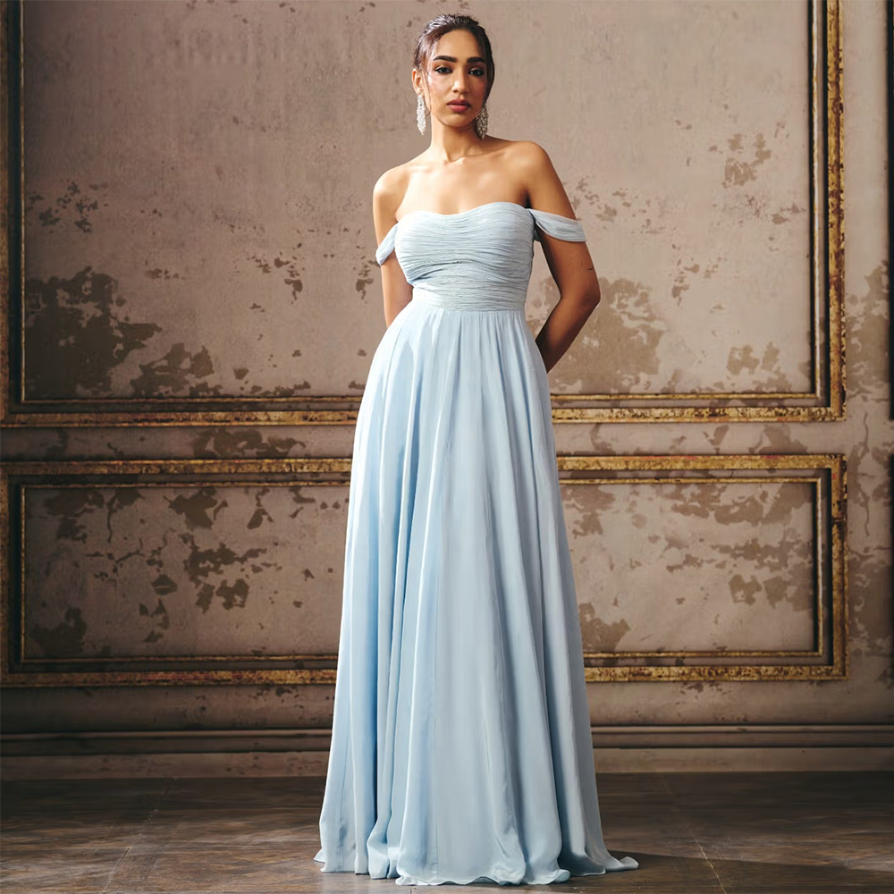Masumi Mewawalla Powder Blue Roached Gown