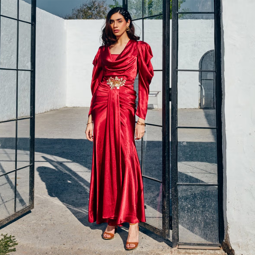 House of Fett Ruby Pleated Gown