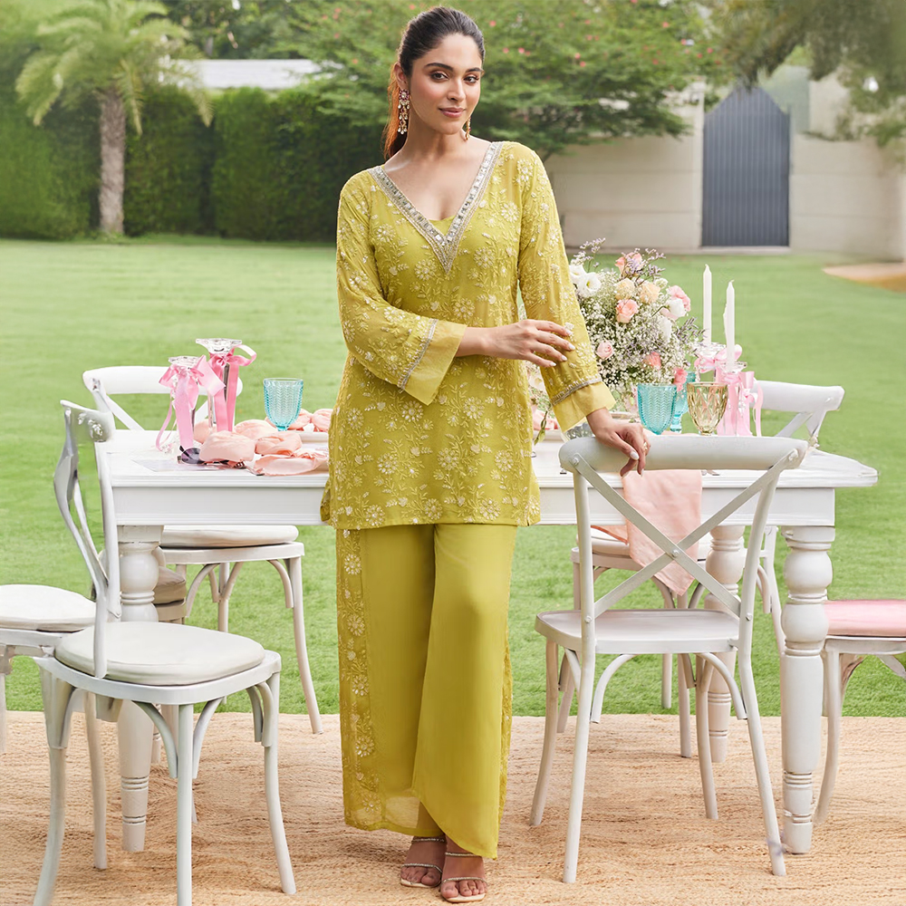 Label S4U Green Embroidered Co-Ord Set