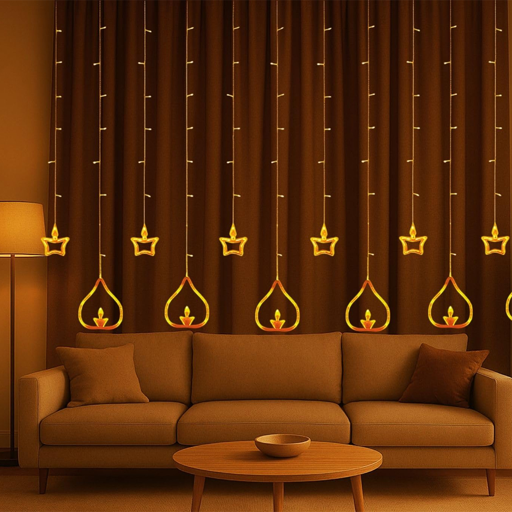 Desidiya® Diya Lights Diwali String Curtain Lights