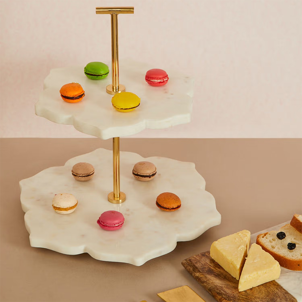 Fabindia Rasoi Marble 2 Tier Cakestand