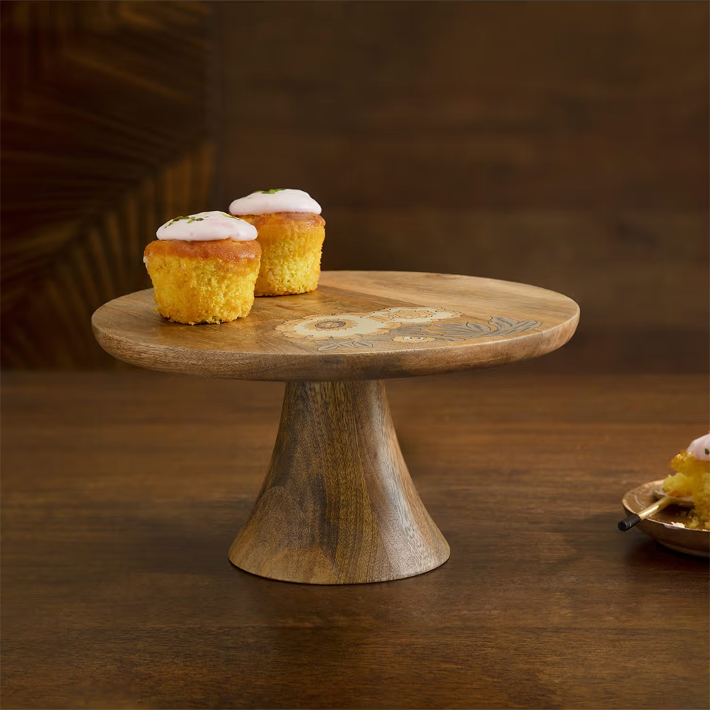 Ellementry Fleur D'or Wooden Cake Stand