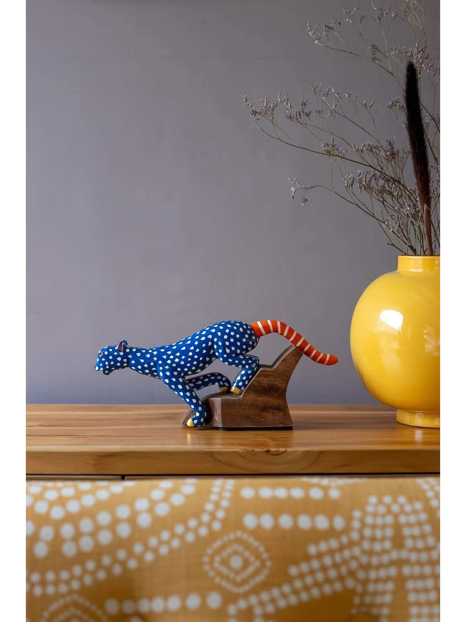 Freedom Tree Blue Panther Hand Painted Animal Figurine