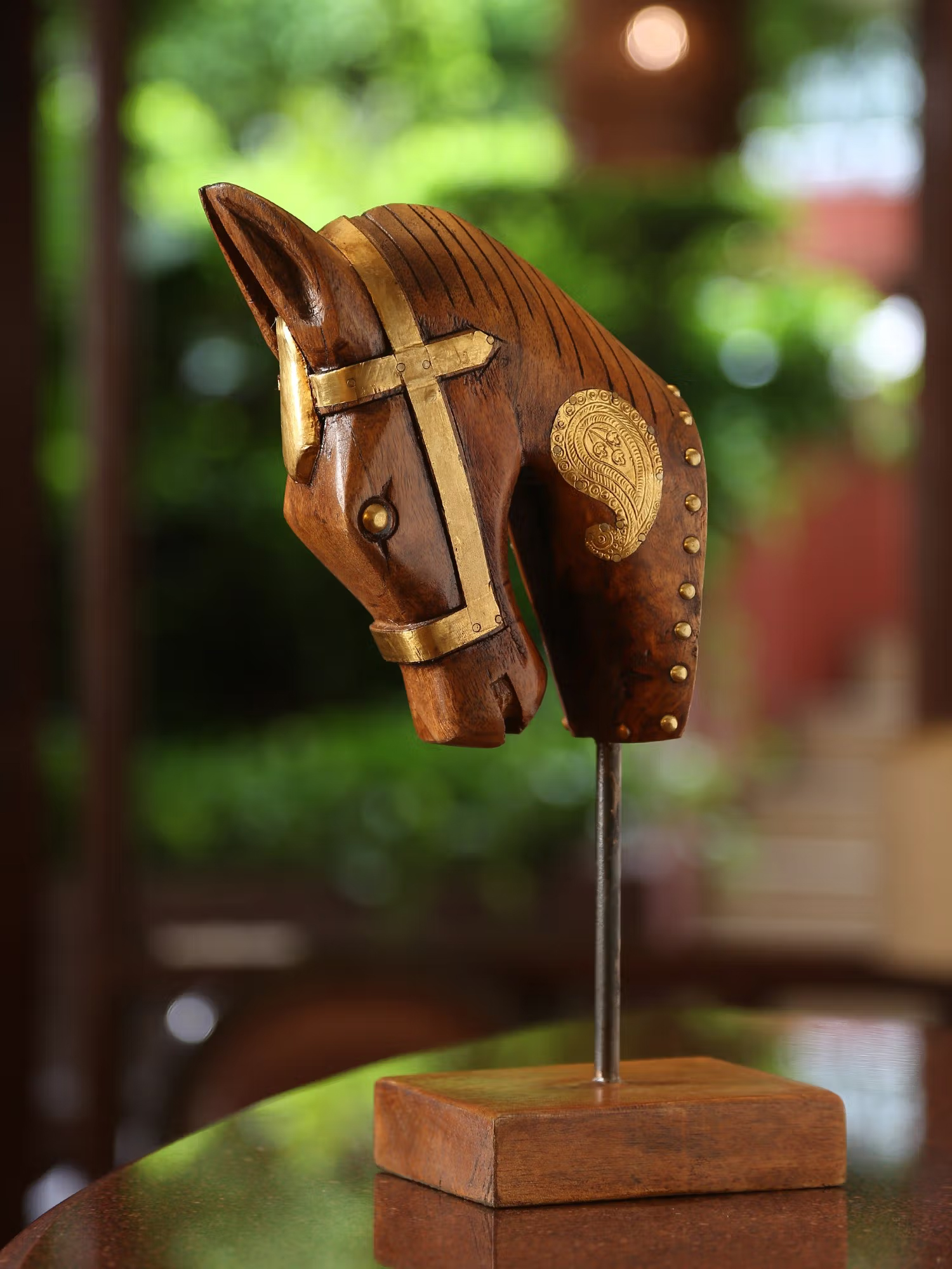 Revive Home Table Décor Horse with Gold Paisley Detail