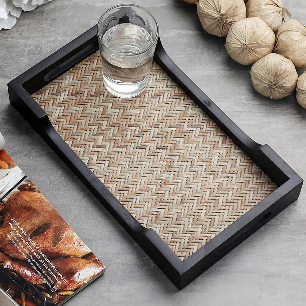 VarEesha Ethnic Bamboo Woven Wooden Tray