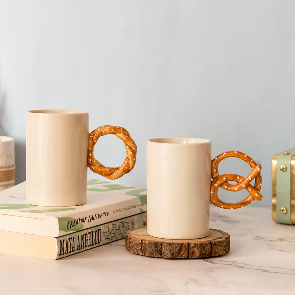Glimpse Homes Pretzel Bagel Churros Mugs (Set Of 2)