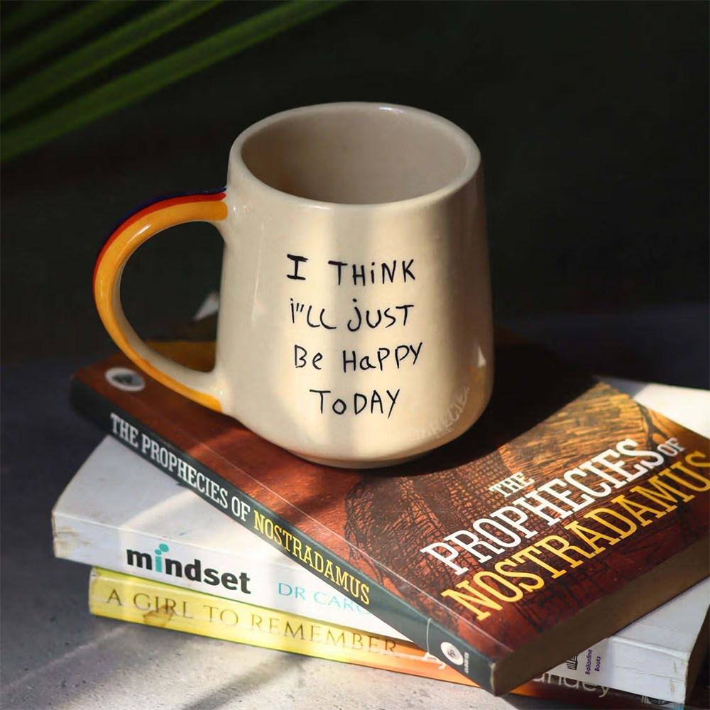 WEAVING HOMES Happy White Mug