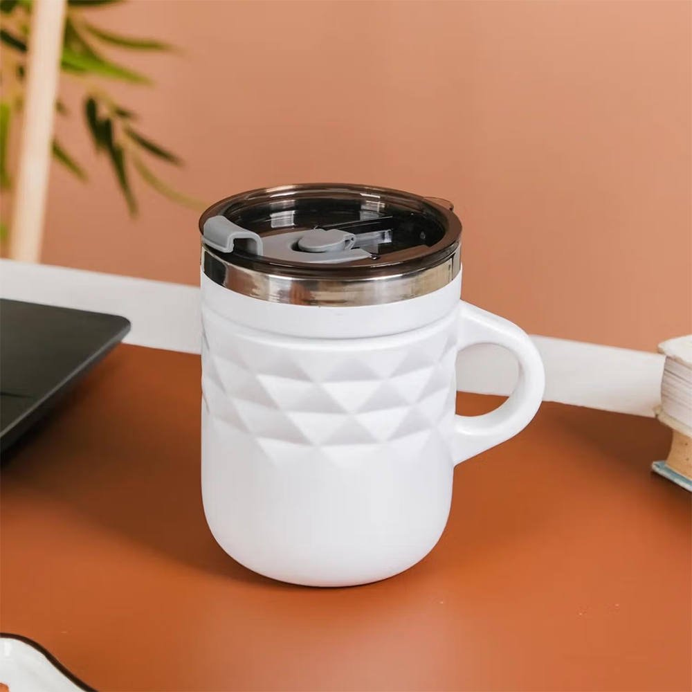 Nestasia Insulated Travel Tea & Coffee Tumbler Mug with Lid Matte White