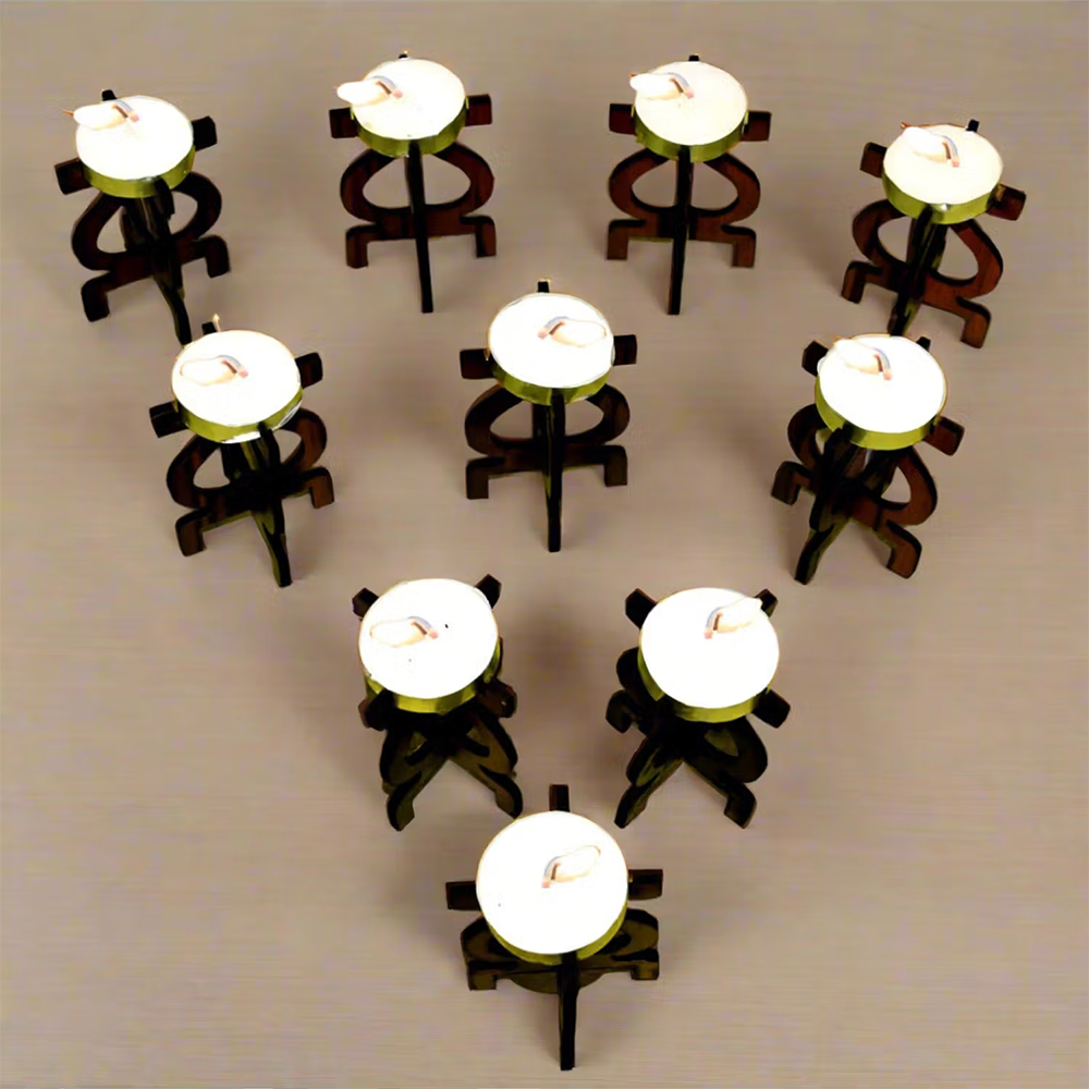 Indigifts Diwali Wax Diya with Wooden Stand