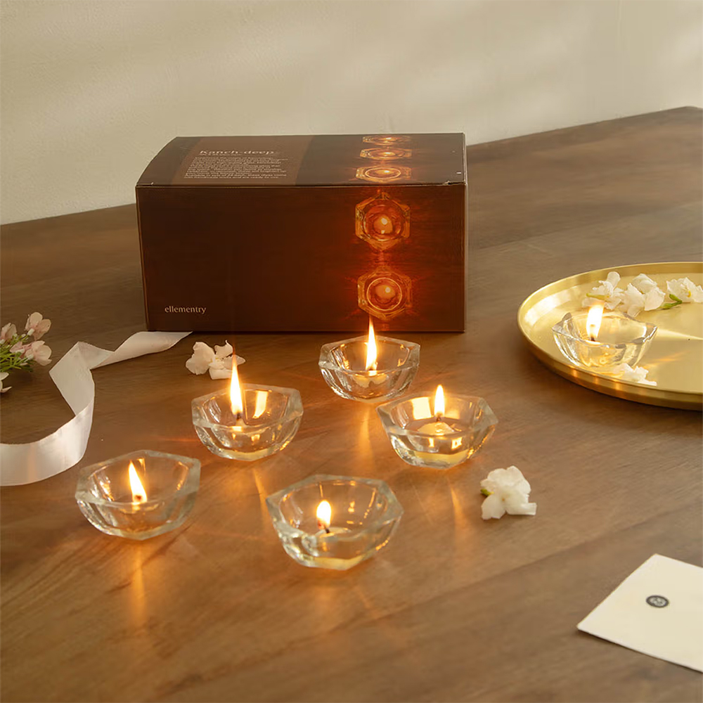 Ellementry Kanchdeep Glass Diyas Set