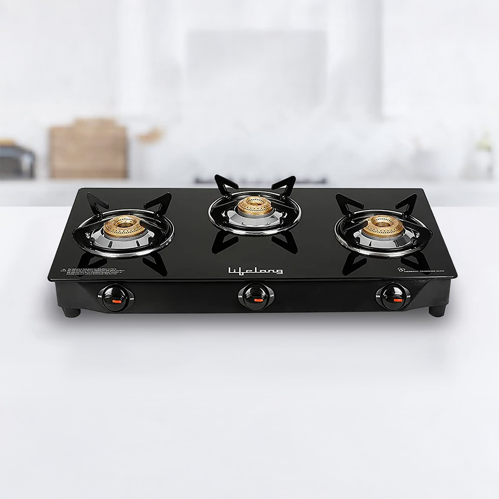 Lifelong LLGS18 Glass Top 3 Burner Gas Stove