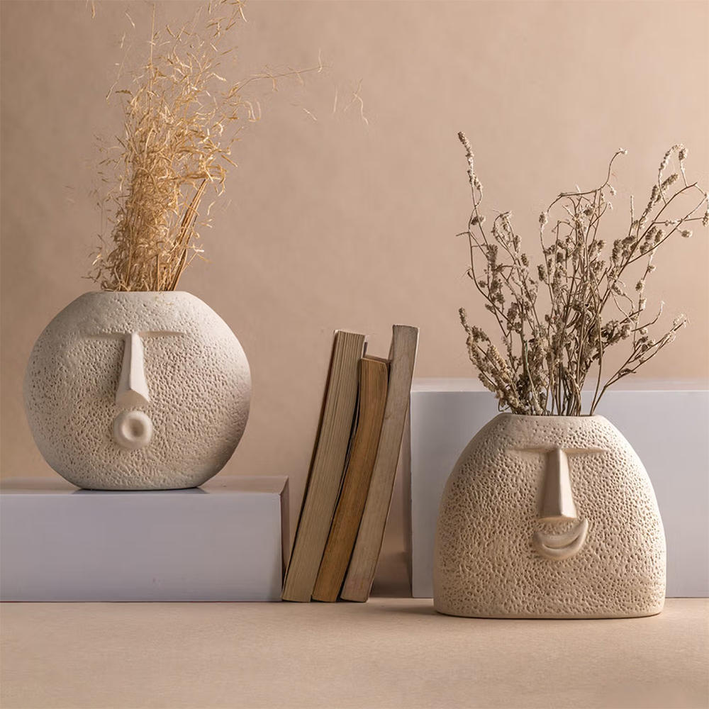 Glimpse Homes Upbeat Face & Blowing Kiss Face Vases