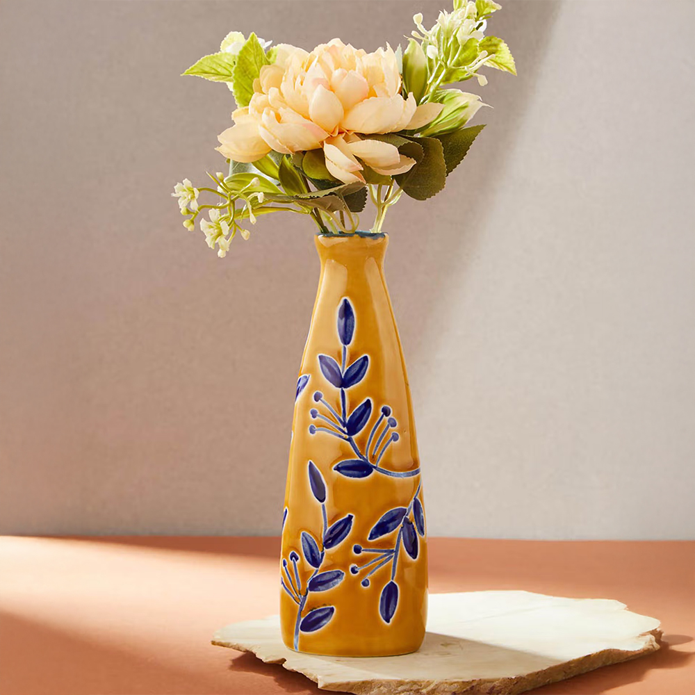 Fabindia Yellow Naintara Ceramic Bud Vase