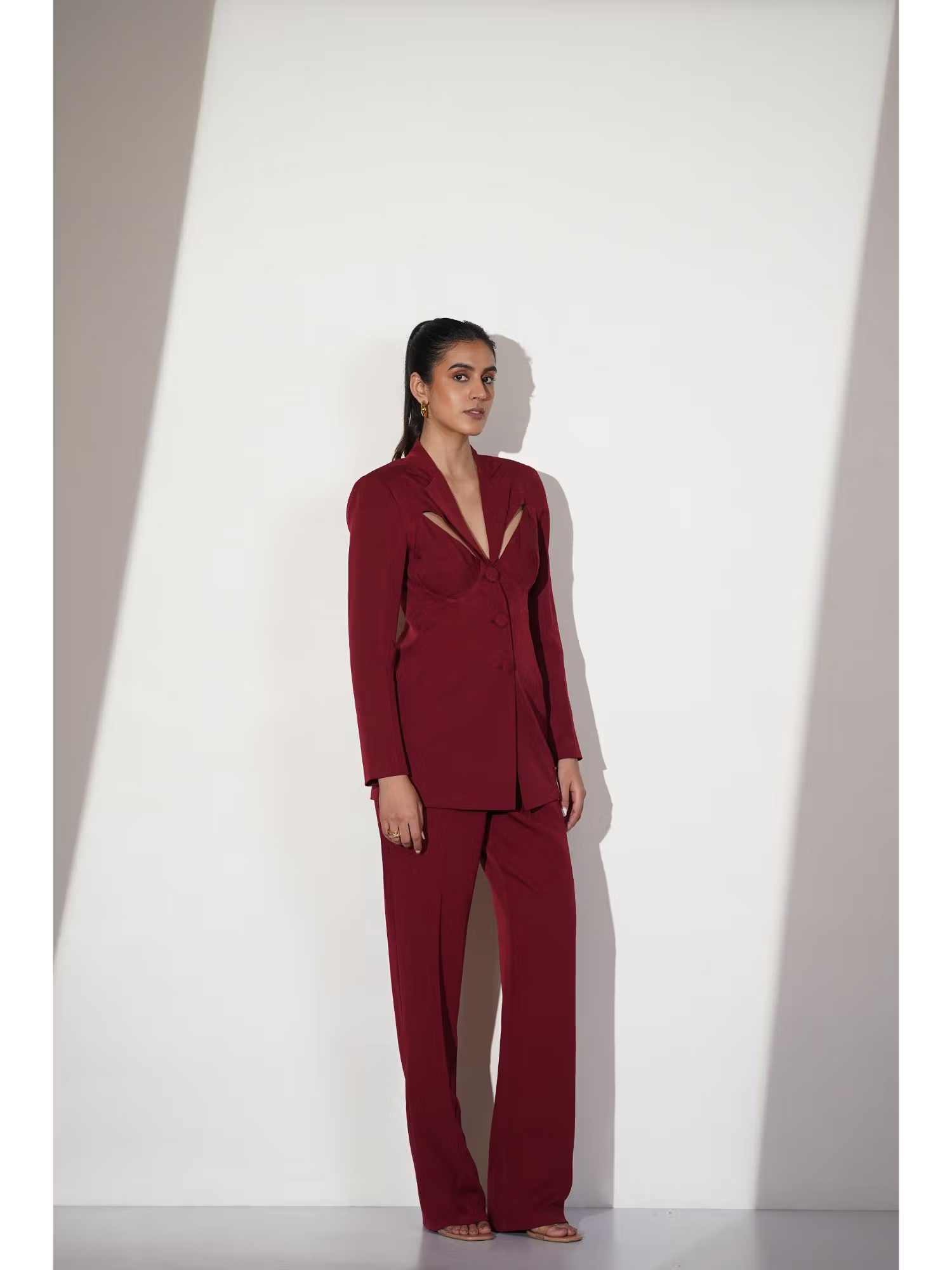 Myclo Structured Cutout Blazer and Pant (Set of 2)