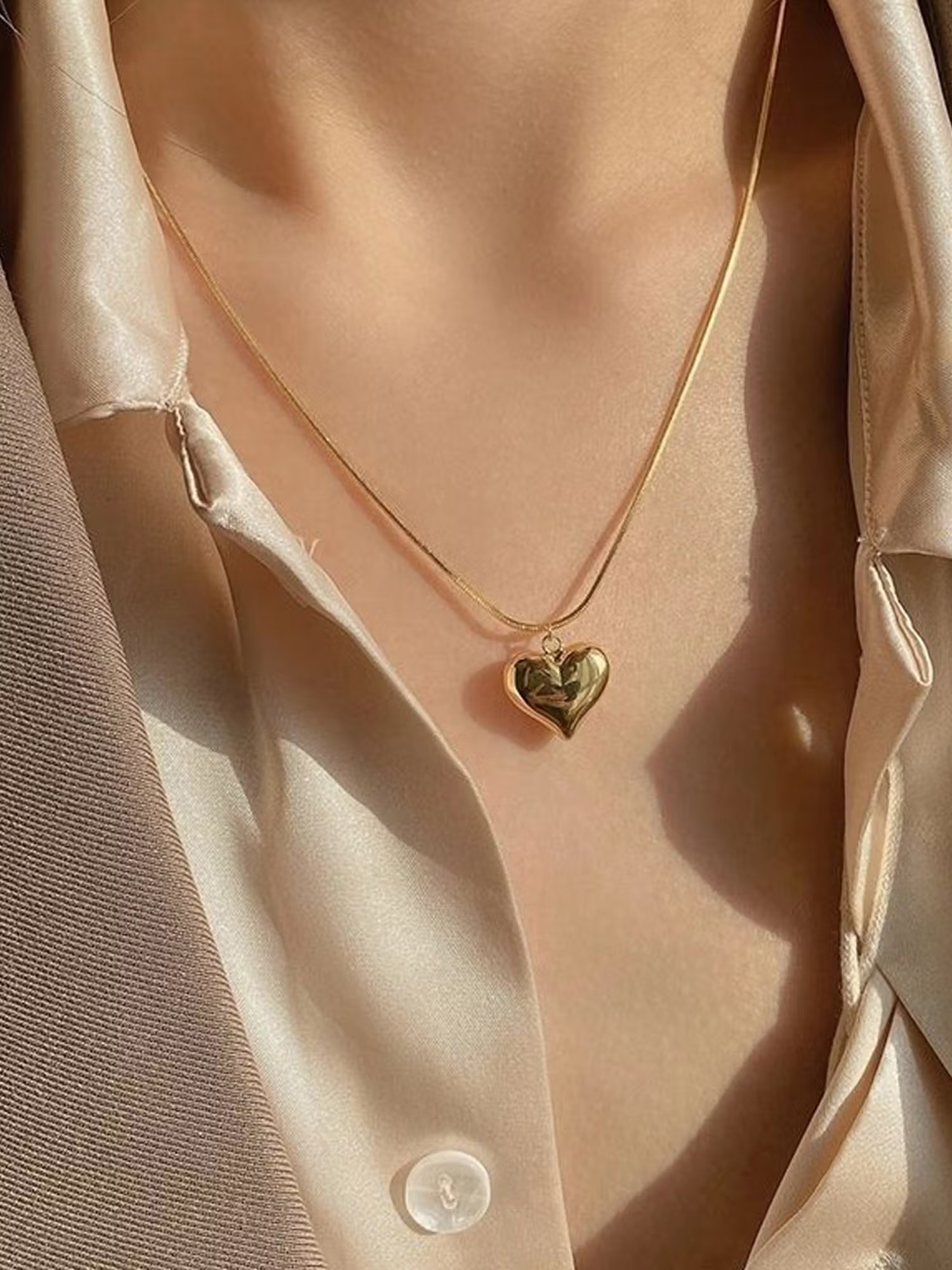 Jewels Galaxy Gold-Plated Stylish Anti Tarnish Heart Themed Pendant Necklace