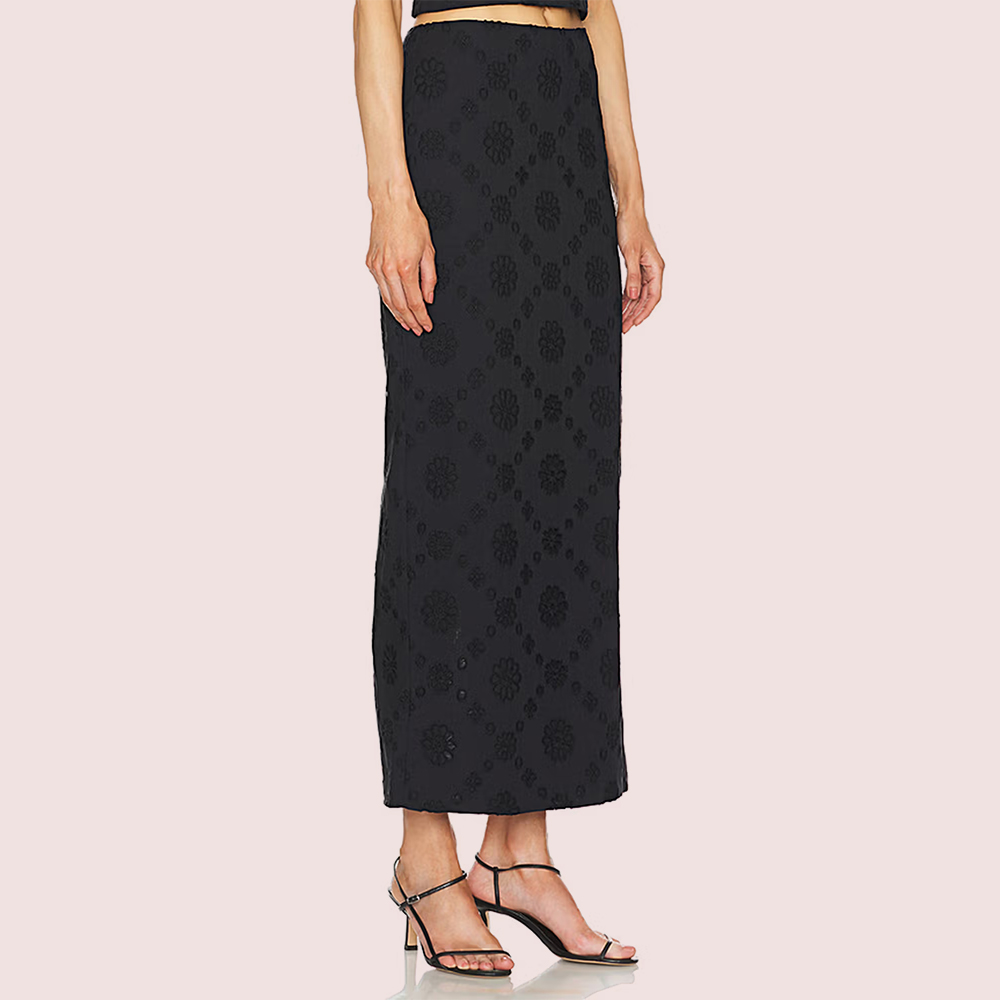 Helsa Eyelet Column Midi Skirt