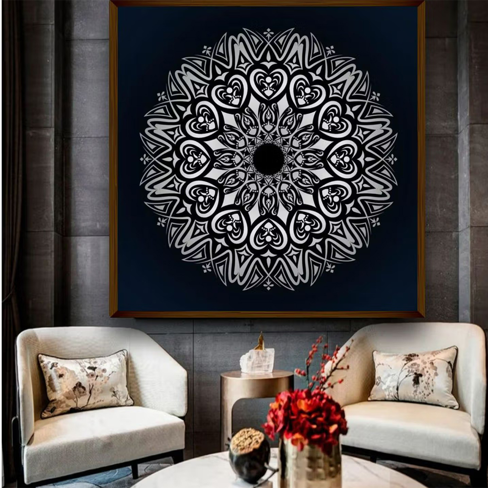 The Art House Blue White Mandala Art Painting Wall Art