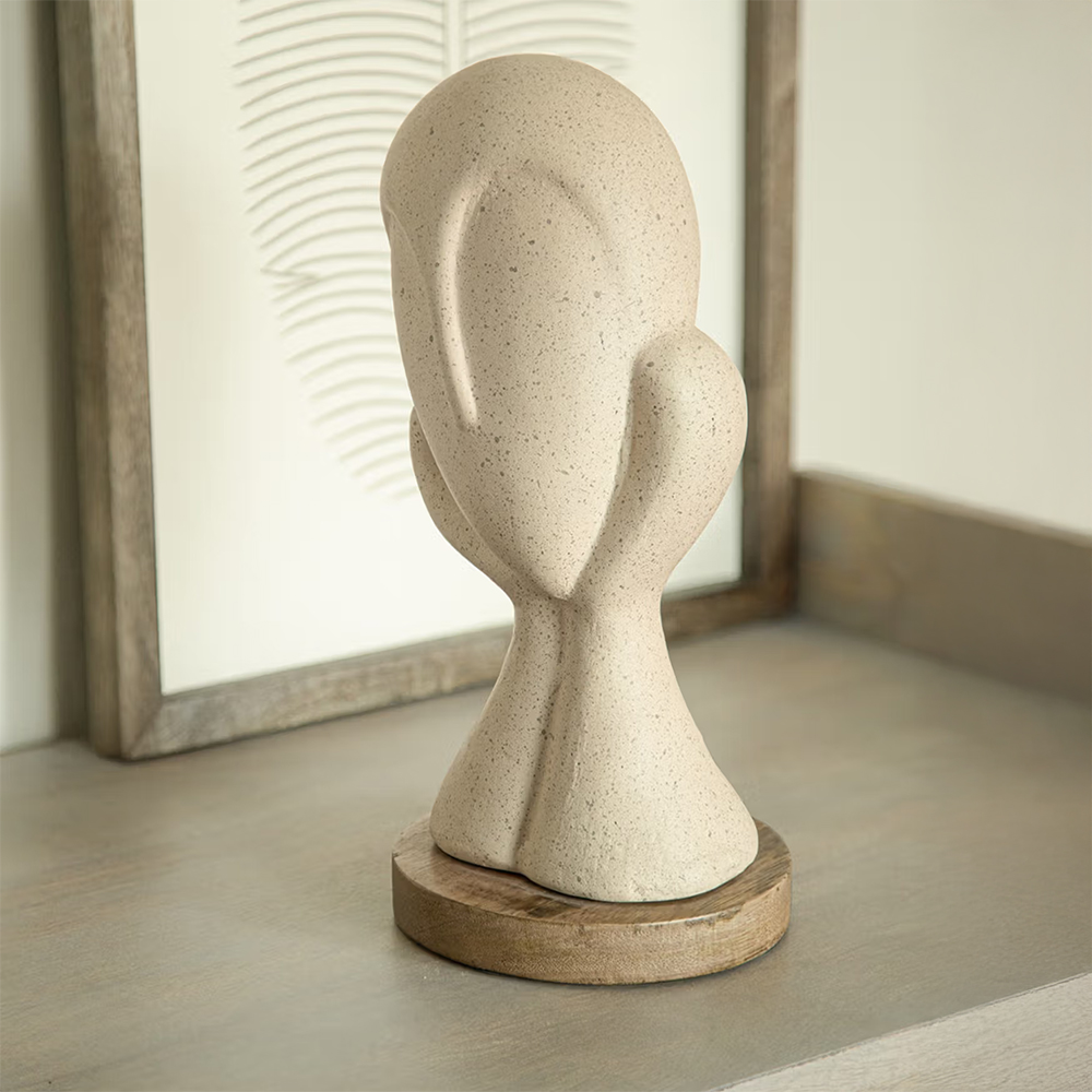 Ellementry Spellbound Face Ecomix White Sculpture for Home and Living Room Decor