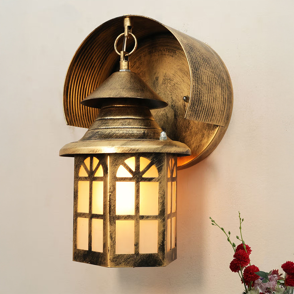 Homesake Modern Wall Light Glass, Antique Gold