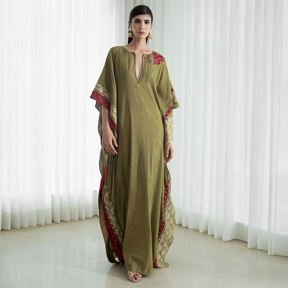 Mandira Wirk Olive Kaftan