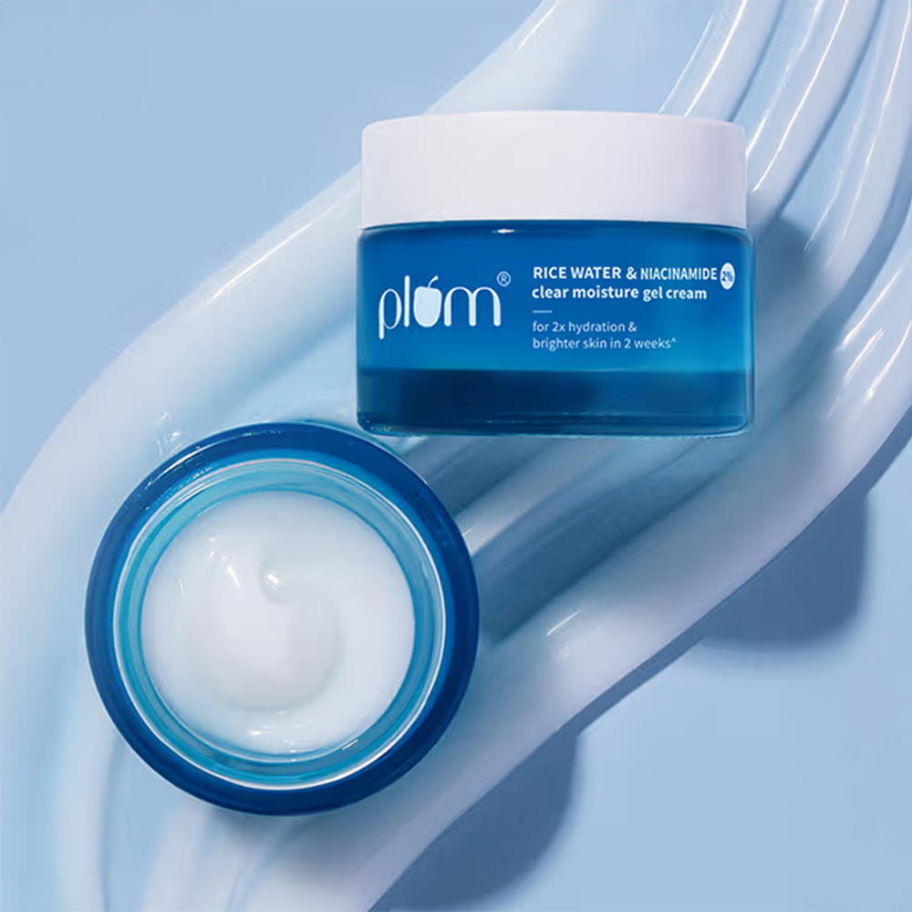 Plum 2% Niacinamide And Rice Water Moisturiser - Lightweight Gel Cream For Oil-Free Hydration