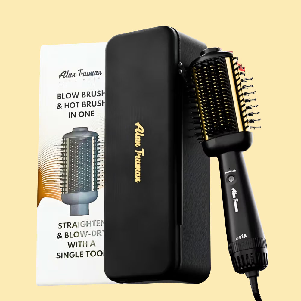 Alan Truman Blow Styling Brush - Blow Dryer Brush + Hair Straightener Hot Brush in One