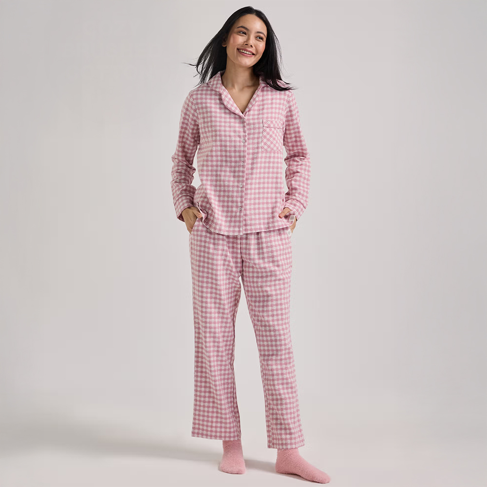 Nykd by Nykaa Cotton Calm Button-Down Pyjamas-Comfortable Night Suit NYS902-Pink & White