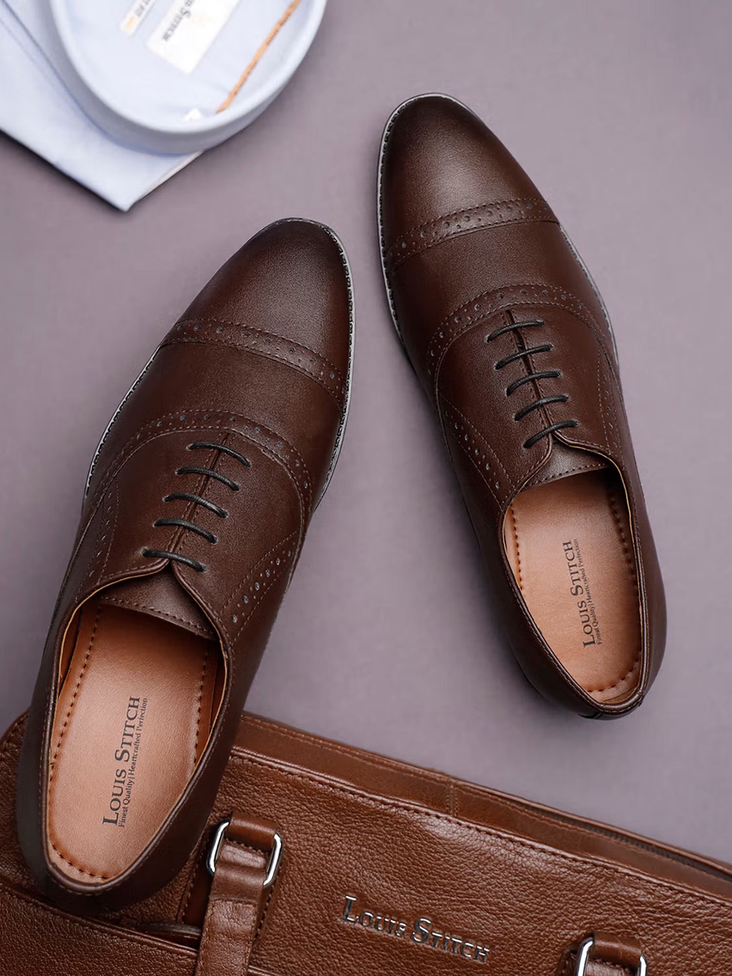 British Brown Oxford Italian Leather Handcrafted Textured Shoes