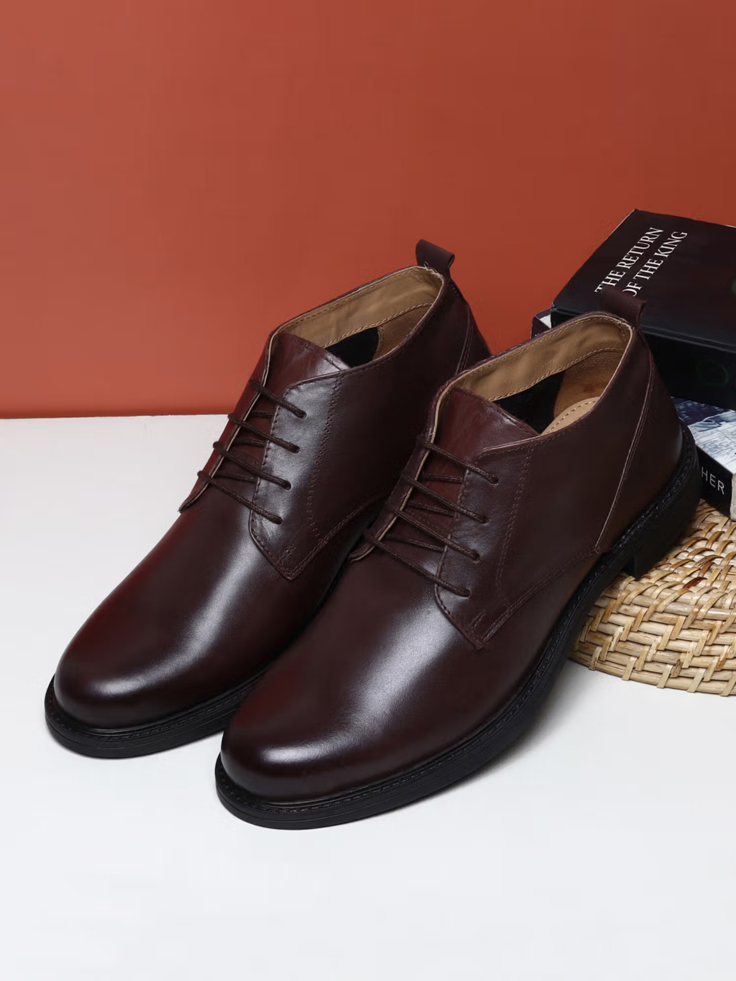 Mens Brown Solid Geniune Leather Formal Shoes